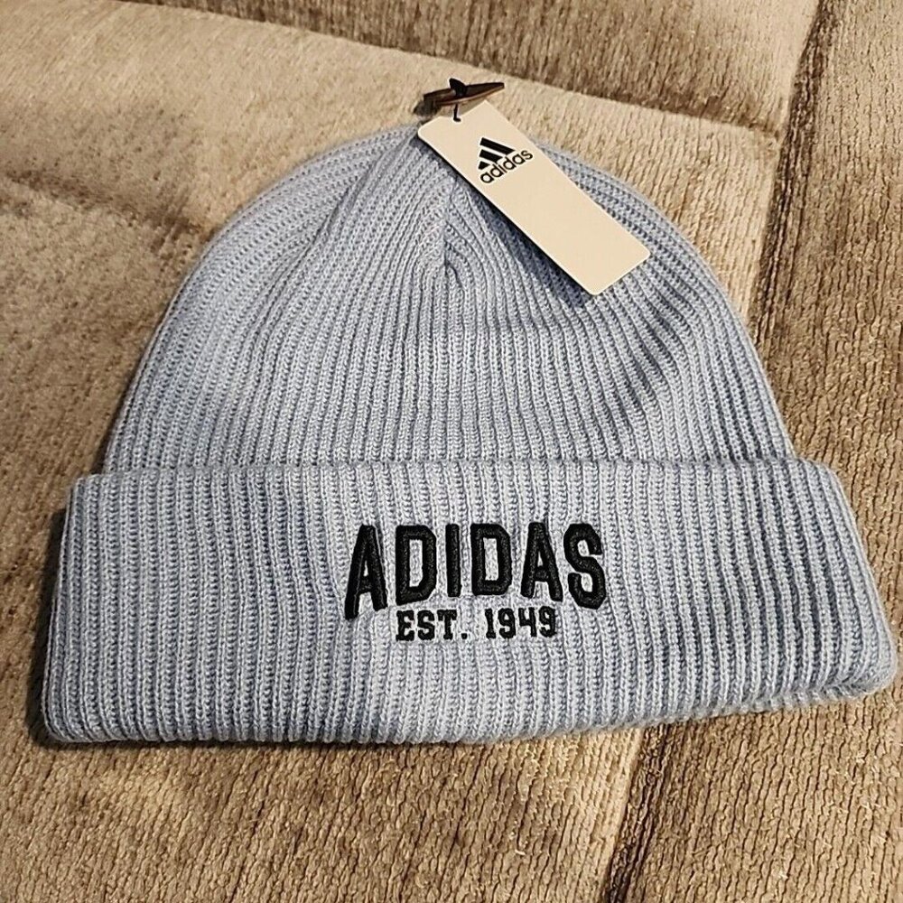 Adidas Mens Foundation 3 Inch Fold Beanie Hat Winter Blue